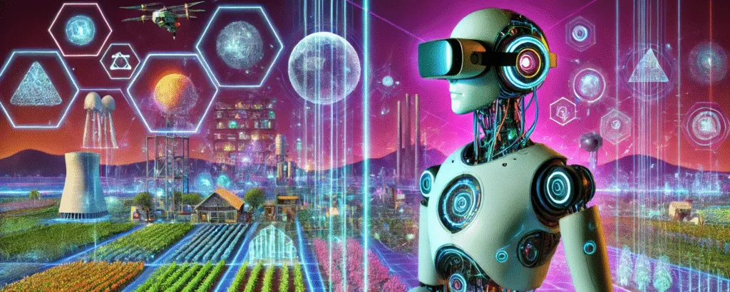 Humanoid robot with a VR headset